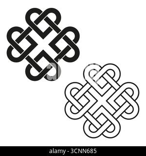 Symbole de noeud celtique. Elément vectoriel abstrait. Graphique de ligne noir et blanc. Ornement à tissage géométrique. SPE 10. Illustration de Vecteur