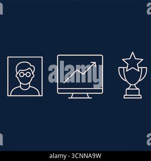 Jeu d'icônes du plan analytique de vente au détail. Carte thermique du trafic piétonnier, analyse du comportement des clients, graphique de croissance des tendances des ventes, trophée des produits les plus vendus. Repère vectoriel Illustration de Vecteur
