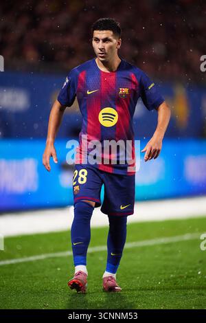 BARCELONE, ESPAGNE - 21 SEPTEMBRE : Roony Bardghji du FC Barcelone lors du match LaLiga EA Sports entre le FC Barcelone et Getafe CF à l'Estadi Johan Cruyff le 21 septembre 2025 à Barcelone, Espagne. (Photo de QSP) Banque D'Images