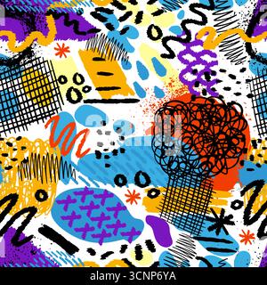 Motif sans couture de la ligne colorée amusante doodle. Fond d'art abstrait créatif. Illustration de Vecteur