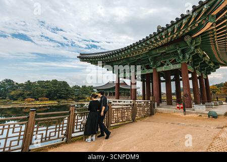 Donggung Palace Wolji Pond à Gyeongju antique catital de Corée du Sud Banque D'Images