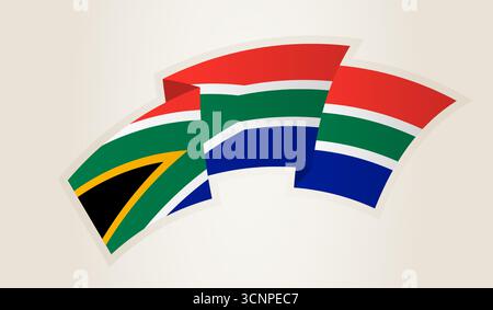 Afrique du Sud drapeau en forme de ruban abstrait, symbole national de l'Afrique du Sud. Ce vecteur est idéal pour une utilisation dans les événements nationaux, jour de l'indépendance, in Illustration de Vecteur
