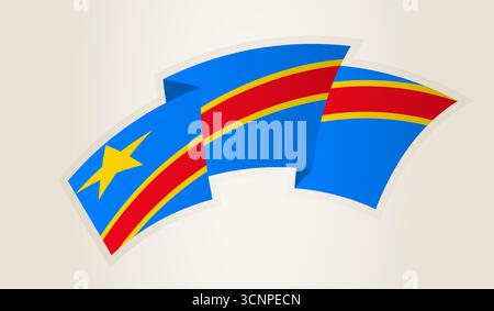 Drapeau du DR Congo en forme de ruban abstrait, symbole national de la RD Congo. Ce vecteur est idéal pour une utilisation dans les événements nationaux, jour de l'indépendance, internatio Illustration de Vecteur