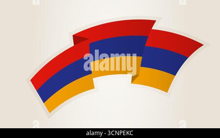 Drapeau arménien en forme de ruban abstrait, symbole national de l'Arménie. Ce vecteur est idéal pour une utilisation dans les événements nationaux, jour de l'indépendance, internationa Illustration de Vecteur