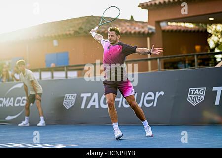 Paris, France. 19 septembre 2025. Stanislas Stan Wawrinka lors du tournoi ATP de tennis Challenger de Saint-Tropez le 19 septembre 2025 à Saint-Tropez. Crédit : Victor Joly/Alamy Live News Banque D'Images