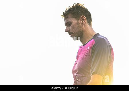 Paris, France. 19 septembre 2025. Stanislas Stan Wawrinka lors du tournoi ATP de tennis Challenger de Saint-Tropez le 19 septembre 2025 à Saint-Tropez. Crédit : Victor Joly/Alamy Live News Banque D'Images