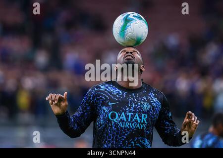 Milan, Italie. 21 septembre 2025. Marcus Thuram du FC Internazionale a vu lors de la Serie A 2025/26 le match de football entre le FC Internazionale et l'US Sassuolo au stade San Siro. Scores finaux ; Inter 2 | 1 Sassuolo. Crédit : SOPA images Limited/Alamy Live News Banque D'Images