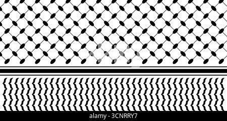 Modèle keffiyeh ou shemagh. Imprimé traditionnel pour coiffe homme en Palestine, au Koweït ou en Jordanie. Texture géométrique du tissu. Décoration écharpe arabe classique. Design oriental. Illustration graphique vectorielle. Illustration de Vecteur