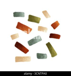 Il s'agit d'une collection vibrante présentant des formes abstraites colorées dans des tons terreux, parfaites pour l'esthétique moderne du design, élément clip art isolé dessiné à la main Banque D'Images