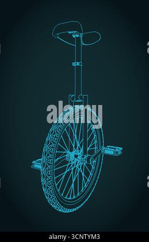 Illustration vectorielle stylisée de plan isométrique monocycle Illustration de Vecteur
