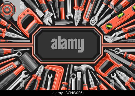 Cadre vectoriel avec de nombreux outils matériels, disposition décorative avec illustration des instruments matériels professionnels du groupe pour la journée du travail, bon de promotion Illustration de Vecteur