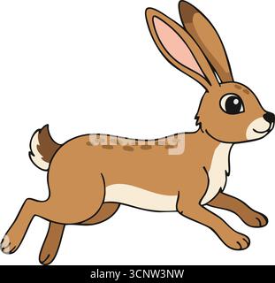 Un lièvre fin s'élance vers l'avant avec des jambes tendues et de grandes oreilles capturant la vitesse et l'agilité du désert Illustration de Vecteur