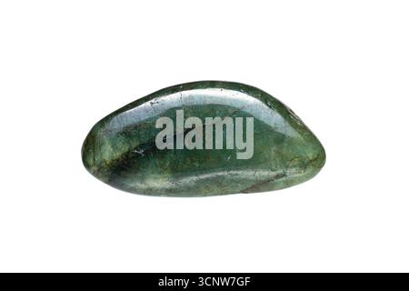 Jade (jadéite) pierre précieuse sur fond blanc (focus sélectif) Banque D'Images