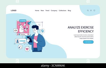 Concept illustré d'interaction avec les médias sociaux pour le marketing. Met en scène une personne qui s'intéresse au contenu numérique par le biais de likes, de commentaires et de partages, mettant en évidence la dynamique de la communauté en ligne. Illustration de Vecteur