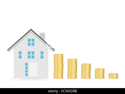Maison propriété immobilière. Économiser de l'argent pour House. Prêt immobilier ou concept hypothécaire. Illustration de Vecteur