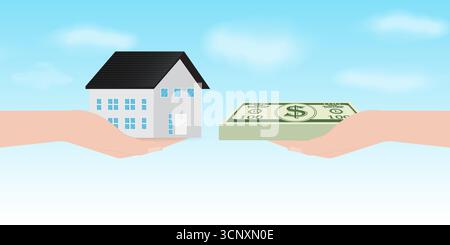 Maison propriété immobilière. Économiser de l'argent pour House. Prêt immobilier ou concept hypothécaire. Illustration de Vecteur