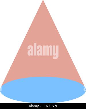 Illustration géométrique de cône rouge avec base bleue. Forme solide 3D de cône sur fond blanc Illustration de Vecteur