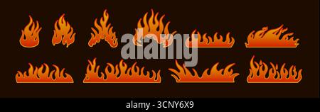 Flammes allumées sur fond sombre pour la conception graphique Illustration de Vecteur