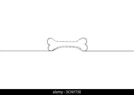 Dessin d'une ligne continue unique d'un os de chien sur une ligne unique de fond blanc Illustration de Vecteur