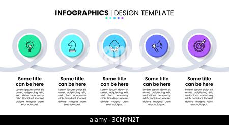 Modèle d'infographie avec icônes et 5 options ou étapes. Ligne. Peut être utilisé pour la mise en page de flux de travail, le diagramme, la bannière, la conception Web. Illustration vectorielle Illustration de Vecteur