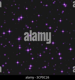 Étoiles brillantes violettes sans couture, effet lumineux de particules brillantes, fond d'étoile volante transparent, décoration scintillante abstraite Illustration de Vecteur
