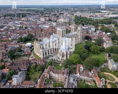Vue aérienne de York Minster, Deangate, York, North Yorkshire, Angleterre. Banque D'Images