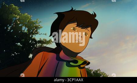 Arco (2025) réalisé par Ugo bienvenu et mettant en vedette Oscar Tresanini dans le rôle d'Arco, Margot Ringard Oldra dans le rôle d'Iris, et Alma Jodorowsky dans le rôle de la mère d'Iris. Un garçon du futur temps voyage vers un 2075 dévasté et se lie d'amitié avec une fille. Publicité toujours À USAGE ÉDITORIAL EXCLUSIF. Crédit : BFA / Neon Banque D'Images