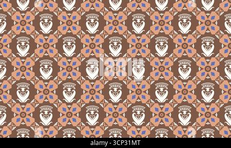 Motif décoratif décoratif sans couture marron et beige folk Illustration de Vecteur