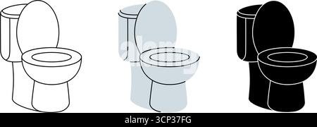 Jeu d'icônes de toilette en céramique. Hygiène de la salle de bain. Illustration vectorielle Illustration de Vecteur