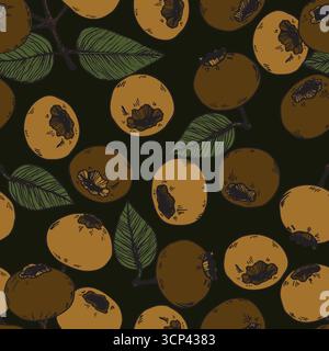 Modèle sans couture avec myrtille. Myrtilles naturelles fraîches mûres savoureuses. Illustration vectorielle pour arrière-plan, emballage, textile, tissu et divers Illustration de Vecteur