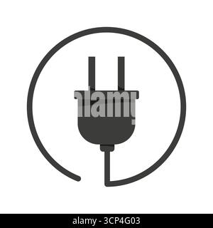 Icône de prise d'alimentation. Symbole de courant électrique. Connecteur d'énergie Vector. Cordon d'alimentation de l'appareil. SPE 10. Illustration de Vecteur