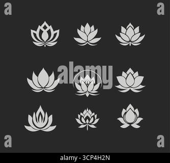 Symbole Lotus floral - Art botanique Illustration de Vecteur