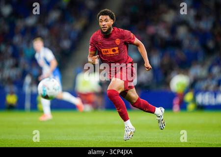 Barcelone, Espagne. 23 septembre 2025. Arnaut Danjuma du Valencia CF lors du match la Liga EA Sports entre le RCD Espanyol et le Valencia CF a joué au RCDE Stadium le 23 septembre 2025 à Barcelone, en Espagne. (Photo de SERGIO RUIZ/PRESSIN) crédit : AGENCE SPORTIVE PRESSINPHOTO/Alamy Live News Banque D'Images