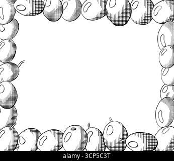 Modèle de cadre rectangle de baie noire olive. Encre de ligne graphique vectorielle illustration noir et blanc. Signe de silhouette pour logo, impression, bande dessinée, mode, po Illustration de Vecteur