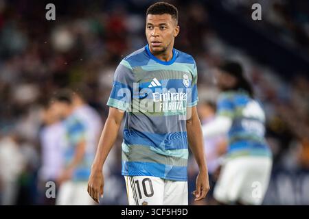 Valencia, Espagne. 23 septembre 2025. Kylian MBAPPE du Real Madrid lors du match de football de la Liga entre Levante UD et Real Madrid CF le 23 septembre 2025 à l'Estadio Ciudad de Valencia à Valence, Espagne - photo Omar Arnau/Matthieu Mirville/DPPI crédit : DPPI Media/Alamy Live News Banque D'Images