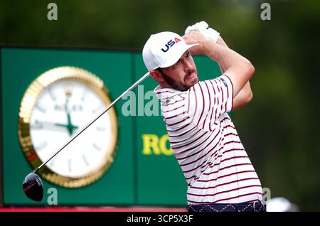 Patrick Cantlay de Team United States lors d’une ronde d’essais au Bethpage Black course à Farmingdale, New York, avant la Ryder Cup 2025 qui débutera vendredi. Date de la photo : mercredi 24 septembre 2025. Banque D'Images