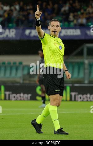 24 septembre 2025 ; stade Marcantonio Bentegodi, Vérone, Italie, Coppa Italia Football, Hellas Verona contre Venezia ; arbitre Andrea Calzavara Banque D'Images