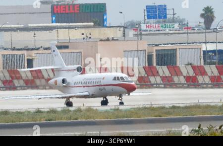 Málaga, 14 septembre 2025. Avion présidentiel Falcon sur les pistes de l'aéroport de Málaga. Photo : Francis Silva. ARCHSEV. Crédit : album / Archivo ABC / Francis Silva Banque D'Images