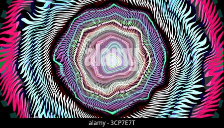 Des motifs colorés et tourbillonnants forment un design complexe qui attire le regard. Les couleurs vibrantes et les formes abstraites créent une effe captivante et hypnotique Banque D'Images