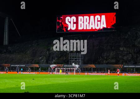 Braga, Portugal. 24 septembre 2025. Braga - Goal Braga lors du premier match de l'UEFA Europa League 2025/2026. Le match se déroule entre S.C. Braga et Feyenoord à l'Estadio Municipal de Braga le 24 septembre 2025 à Braga, Portugal. Crédit : Box to Box Pictures/Alamy Live News Banque D'Images