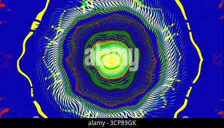 Cette œuvre présente un motif en spirale abstrait vibrant avec des couleurs tourbillonnantes. Banque D'Images