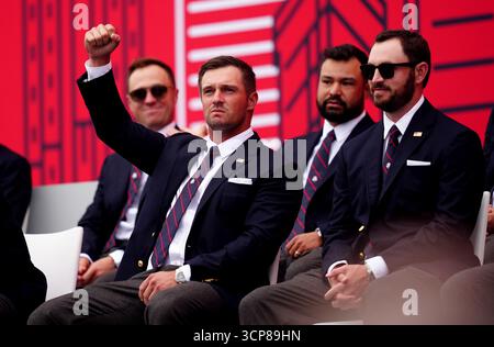 Bryson DeChambeau de Team United States lors de la cérémonie d'ouverture de la 45e Ryder Cup au Bethpage Black course, Farmingdale, New York. Date de la photo : mercredi 24 septembre 2025. Banque D'Images
