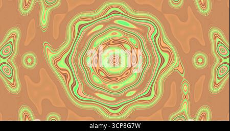 Les couleurs tourbillonnantes créent un motif abstrait éclatant aux formes circulaires. L'œuvre d'art a un mélange de vert, brun et d'autres couleurs, ce qui lui donne un eng Banque D'Images