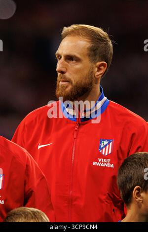 Madrid, Espagne. 24 septembre 2025. Jan Oblak de l'Atletico de Madrid vu lors de la partie SPORTIVE LaLiga EA entre les équipes de l'Atletico de Madrid et du Rayo Vallecano au Riyad Air Metropolitano. Score final Atletico de Madrid 3 : 2 Rayo Vallecano crédit : SOPA images Limited/Alamy Live News Banque D'Images