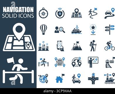 Icônes de navigation solides pour les sites Web, les applications mobiles et les interfaces utilisateur Illustration de Vecteur