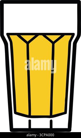Icône verre de boisson doré minimaliste. Ce motif simple présente un liquide ambré éclatant dans un réceptacle élégant. Il évoque des sentiments de rafraîchissement et c Illustration de Vecteur