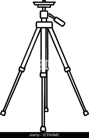 Support photo essentiel. Une représentation graphique frappante d'un stand de caméra sur fond sombre, symbolisant la stabilité, les arts visuels et capturin Illustration de Vecteur