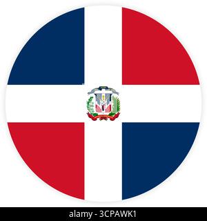 Icône du drapeau de la République dominicaine avec des armoiries. Icône vectorielle sur fond transparent Illustration de Vecteur