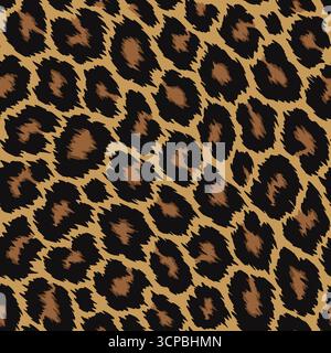 Motif peau de léopard sans coutures. Fond d'illustration vectorielle d'impression d'animal. Illustration de conception de peau de fourrure de faune pour le web, décor à la maison, mode, Illustration de Vecteur