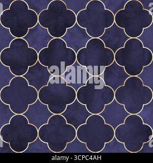 Motif sans couture de feuille de trèfle de style gothique aquarelle. Fond abstrait de luxe aquarelle dessiné à la main avec des feuilles de trèfle de couleur vibrante de velours violet Banque D'Images